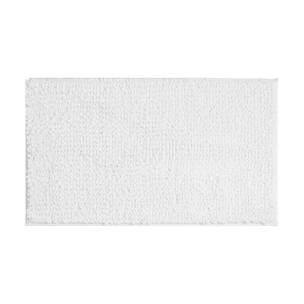Laura Ashley Butter Chenille Non-Slip White 17 in. x 24 in. Polyester Bath Mat