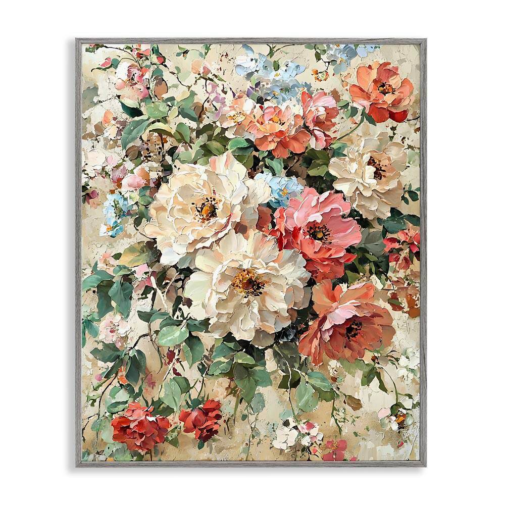 Aged Abstract Flowers by Franklyn Gregory Gray Framed Nature Giclee Art Print 20 in. x 16 in. price history on PriceWatchPro