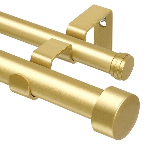 66 in. to 120 in. Heavy Duty Adjustable Double Curtain Rod with End Caps for Windows, Gold