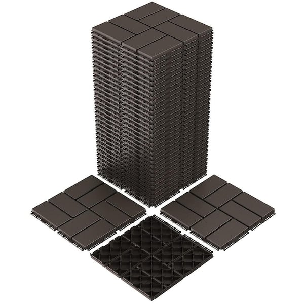 Dark Coffee Plastic [12"x12"] x [0.75in] Deck Tiles, 36 Tiles/Case (36 sq. ft.)