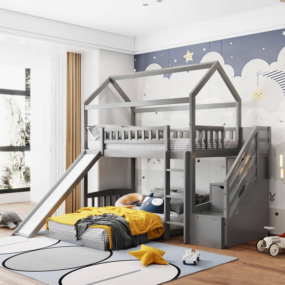 Grey bunk best sale bed with stairs