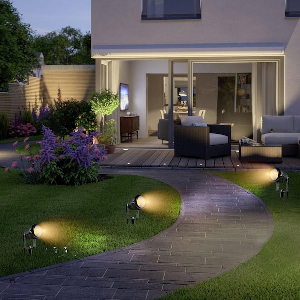 12PCS Landscape Lighting 6 Watt 450 Lumens 3000K Low Voltage Black LED Spotlights with IP66 for Yard Garden Pathway