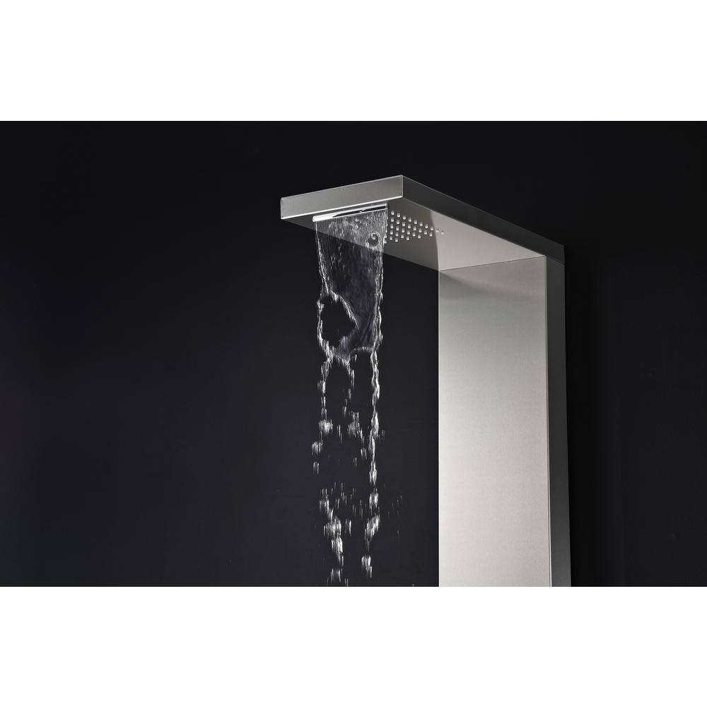 Expanse 64'' Brushed Steel Full Body Shower Panel with Jets