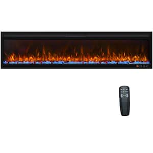 72 in. Slim Electric Fireplace, Fireplace Insert/Wall Mounted with Thermostat, 13 Flame Colors, 1500W/750W in Black