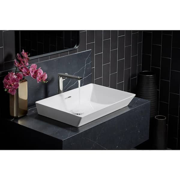 KOHLER Brazn Vitreous China Rectangular Vessel Sink in White