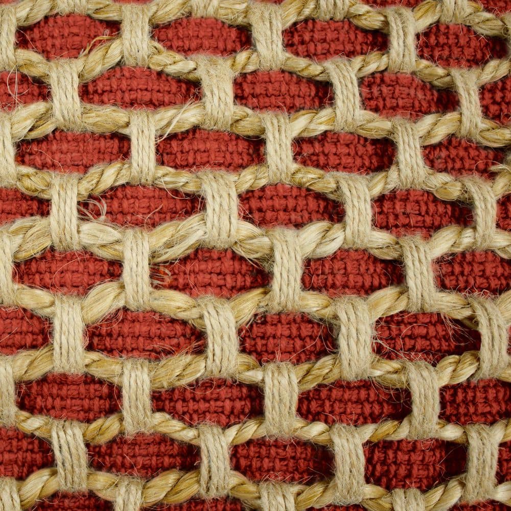 Rustic Red and Beige Woven Cotton Jute Throw Pillow Set