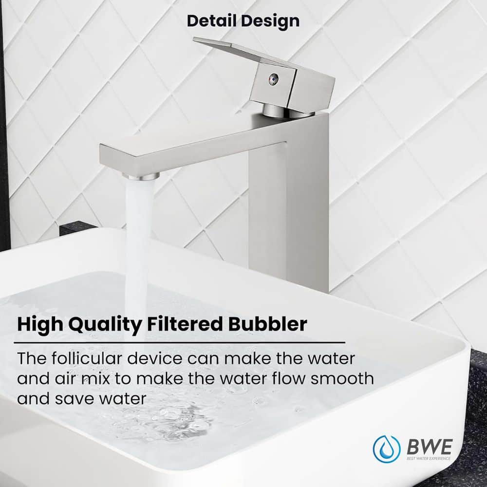 Brushed Nickel Single Handle Vessel Sink Bathroom Faucet