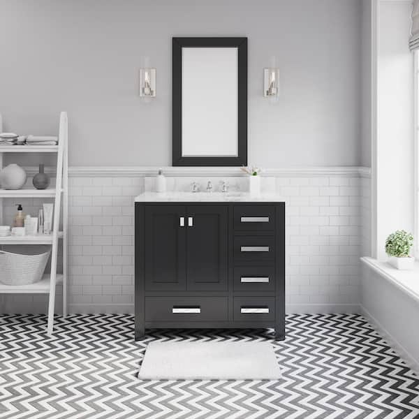 Water Creation Madison 36 in. W x 34 in. H Vanity in Espresso with Marble Vanity Top in Carrara White with White Basin and Faucet