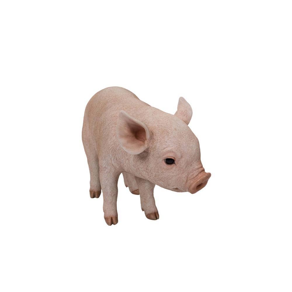 Life-Like Pink Polyresin Standing Baby Pig Statue