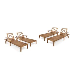 Perla Brown Wood Outdoor Chaise Lounge (Set of 4)