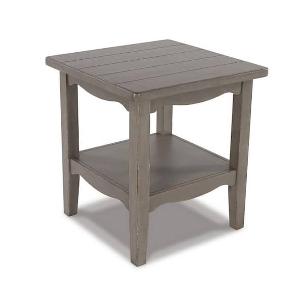Benjara 24 in. Gray Square Wood End/Side Table with Wooden Frame