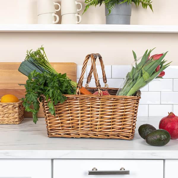 HOUSEHOLD ESSENTIALS Handwoven in Brown Stain Willow Weave Picnic