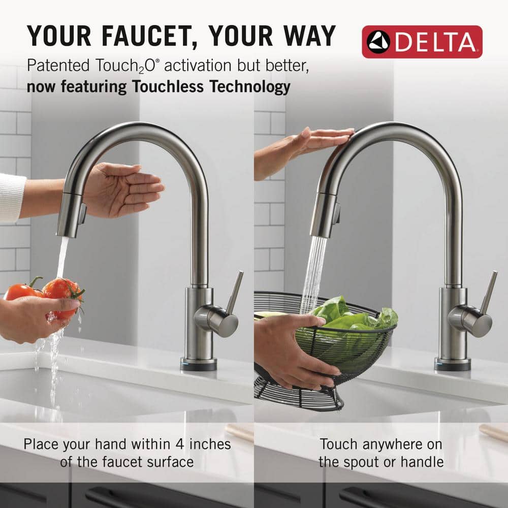 Black Stainless Steel Touchless Kitchen Faucet with Pull-out Spray