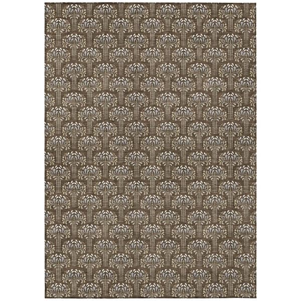 Chantille Machine Washable Indoor/Outdoor Abstract ACN3065 Chocolate 10 ft. x 14 ft. Area Rug