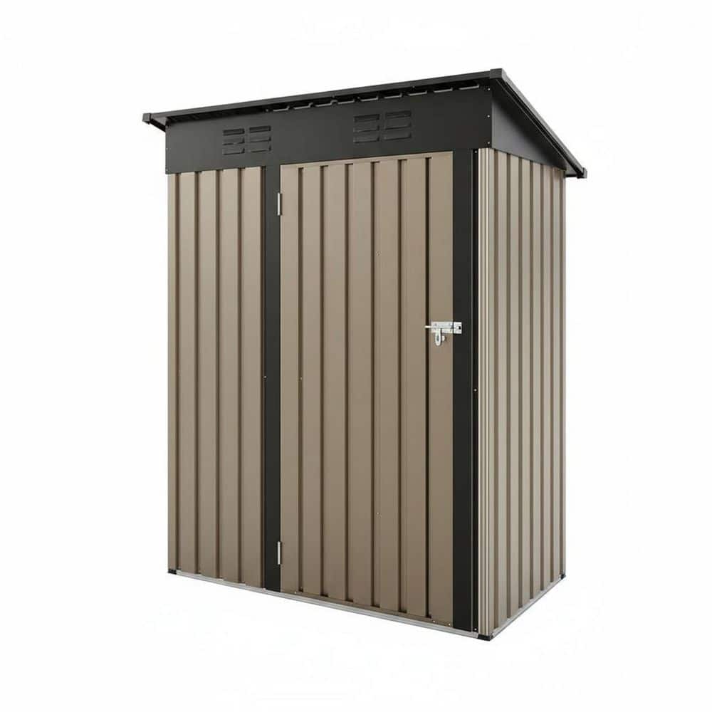 5 ft. W x 3 ft. D Outdoor Metal Storage Shed with Sloping Roof and Lockable Door, Brown (15 sq. ft.) price history on PriceWatchPro