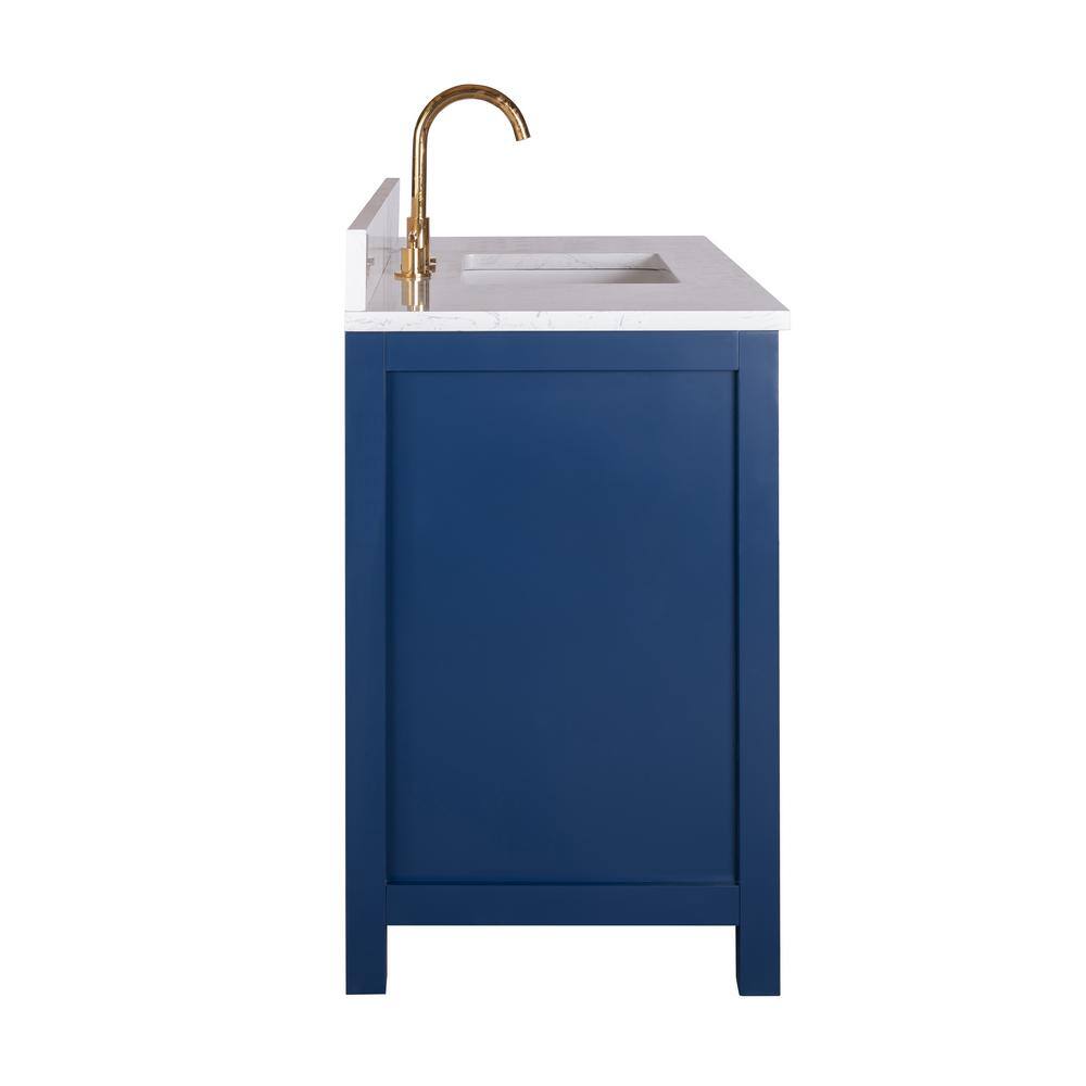 Navy Blue 42" Freestanding Solid Wood Bathroom Vanity
