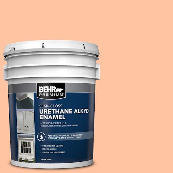 BEHR PREMIUM 5 gal. #P200-3 Tomorrows Coral Urethane Alkyd Semi-Gloss Enamel Interior/Exterior Paint