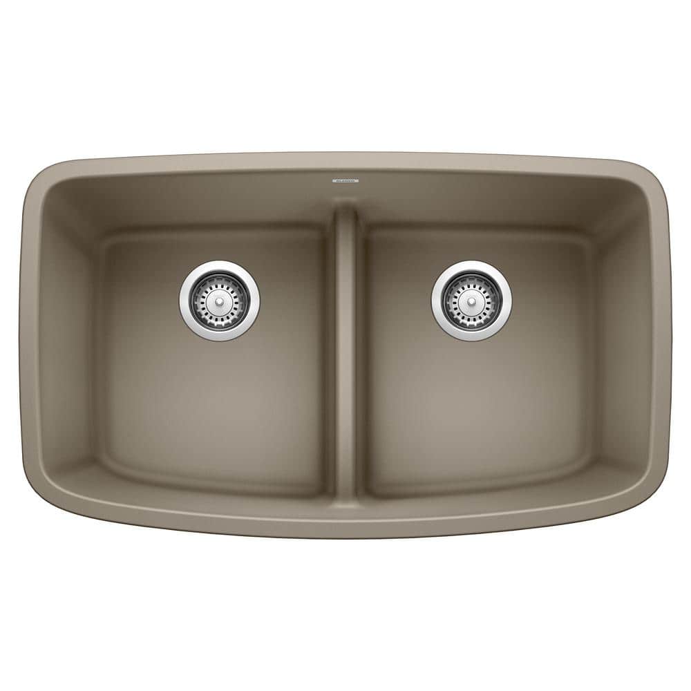 VALEA 32 in. Undermount 50/50 Double Bowl Truffle Granite Composite Kitchen