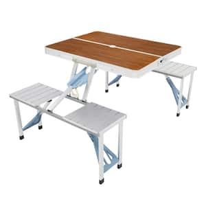 Wood Grain Aluminum Alloy Camping Folding Table and Chair