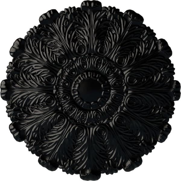 Ekena Millwork 31" x 1-1/2" Durham Urethane Ceiling Medallion (Fits Canopies up to 4-1/4"), Hand-Painted Jet Black
