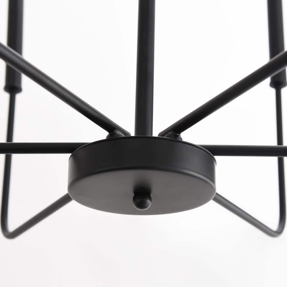 Matte Black 6-Light Metal Candle Chandelier