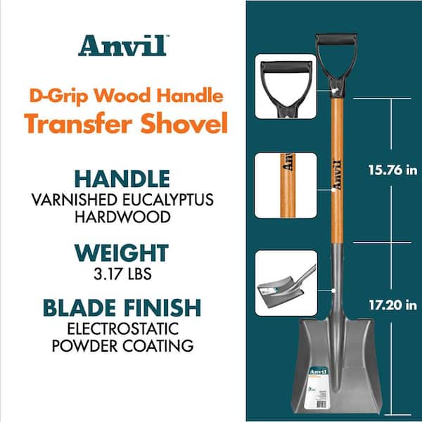 28 in. D-Grip Short Wood Handle Carbon Steel Transfer Shovel