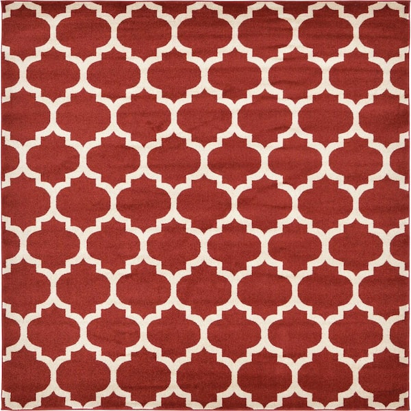 Unique Loom Trellis Philadelphia Red/Beige 8' 0 x 8' 0 Square Rug