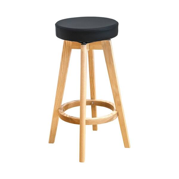 Mod Made Rex 26 in. Black Natural Wood Modern Counter Stool