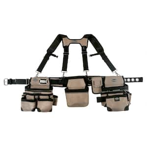 3-Bag Framer's Suspension Rig Work Tool Belt with Suspenders in Tan