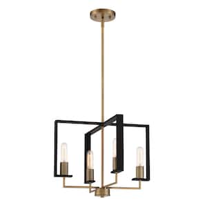 Chicago PM 4-Light Modern Old Satin Brass Chandelier For Dining Rooms