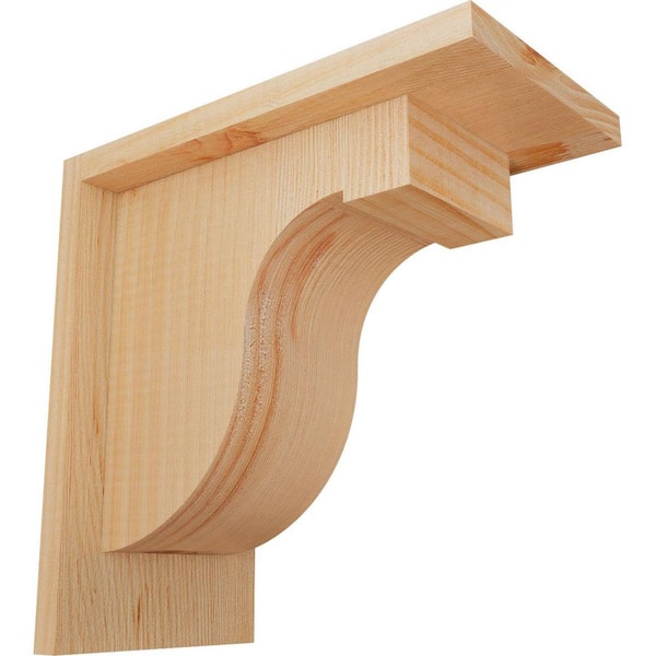 Ekena Millwork 5-1/2 in. x 10 in. x 10 in. Douglas Fir Del Monte Smooth Corbel with Backplate