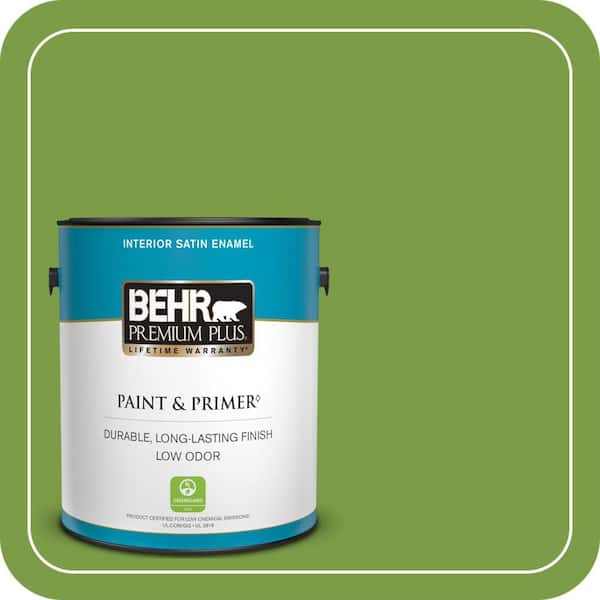 BEHR PREMIUM PLUS 1 gal. #420B-7 Pepper Grass Satin Enamel Low Odor Interior Paint & Primer