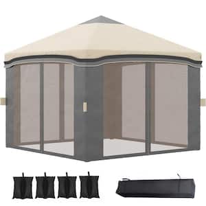 10 ft. x 10 ft. Outdoor Adjustable Pop Up Canopy Tent with Netting Instant Tents for Parties