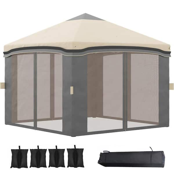 ATENGNES 10 ft. x 10 ft. Outdoor Adjustable Pop Up Canopy Tent with ...