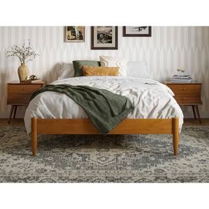 Pasadena Light Toffee Bronze Natural Solid Wood Frame Full Platform Bed with Spindle Legs 14 in. Height
