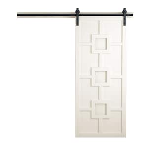30 in. x 84 in. The Mod Squad Off White Wood Sliding Barn Door with Hardware Kit in Stainless Steel