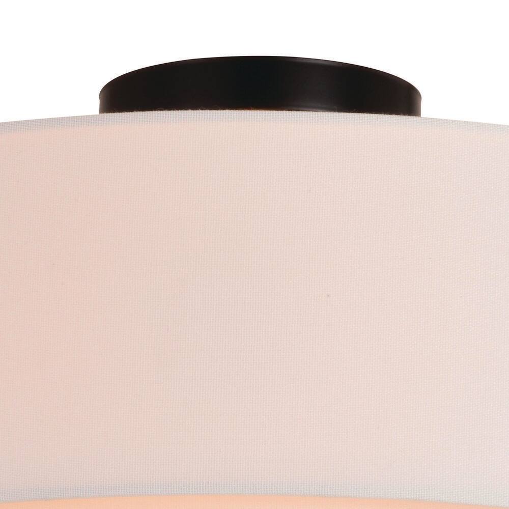 Burnaby Mid-Century 20.5" Black and White Linen Drum Ceiling Light