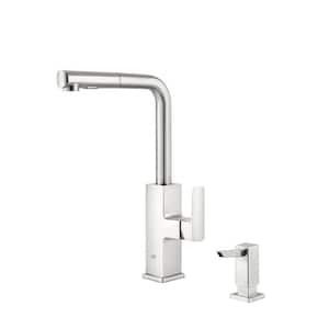 Tallinn Single-Handle Pull-Out Sprayer Kitchen Faucet with Soap Dispenser in SuperSteel InfinityFinish