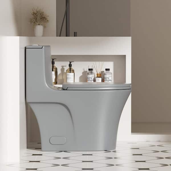 Standard Series 12 in. 1-Piece 1.1/1.6 GPF Dual Flush Elongated Toilet in Light Gray Seat Included
