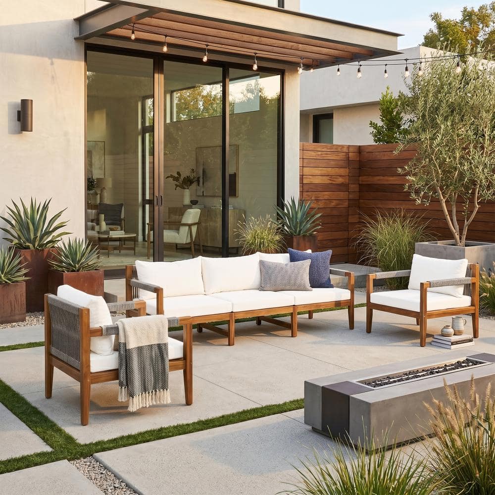 3-Piece Outdoor Sectional Conversation Set with Beige Removable Cushions price history on PriceWatchPro