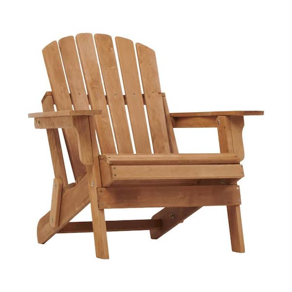 Unbranded Light Brown Oversize Folding Wood Adirondack Chair with Pre-Assembled BackRest and SeatBoard (1-Pack)
