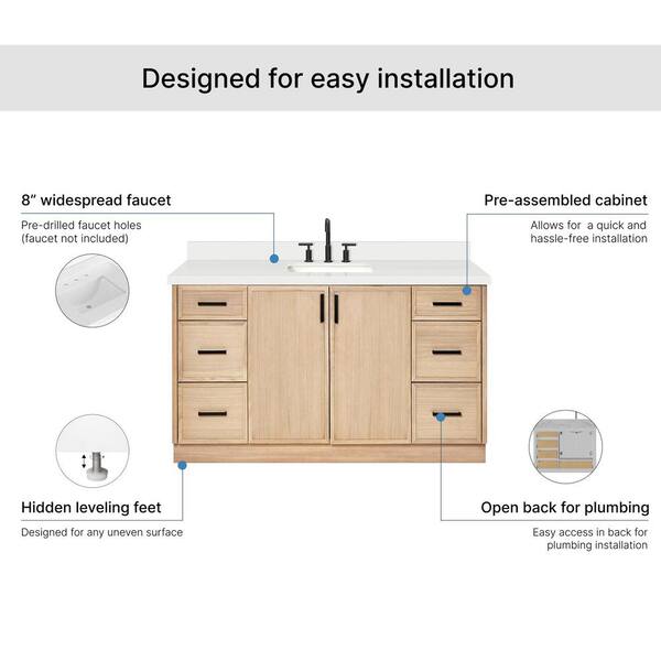 ARIEL Kelly 60 in. W x 22 in. D x 36 in. H Single Sink Bath