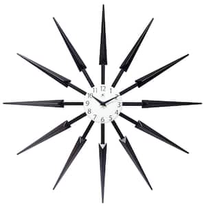 Dark Wood-Look Plastic Spokes Celeste Sunburst Wall Clock