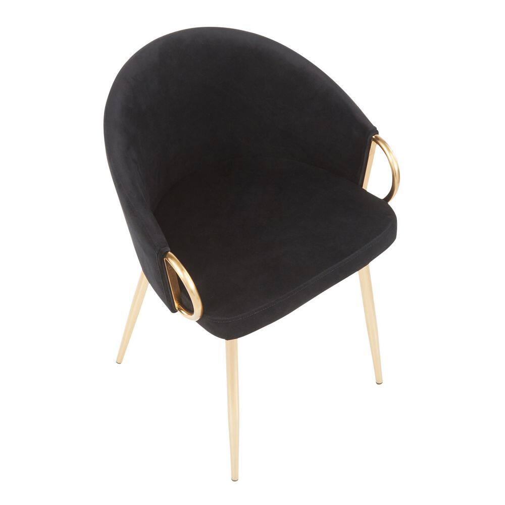 Elegant Black Velvet and Gold Metal Contemporary Dining Chair