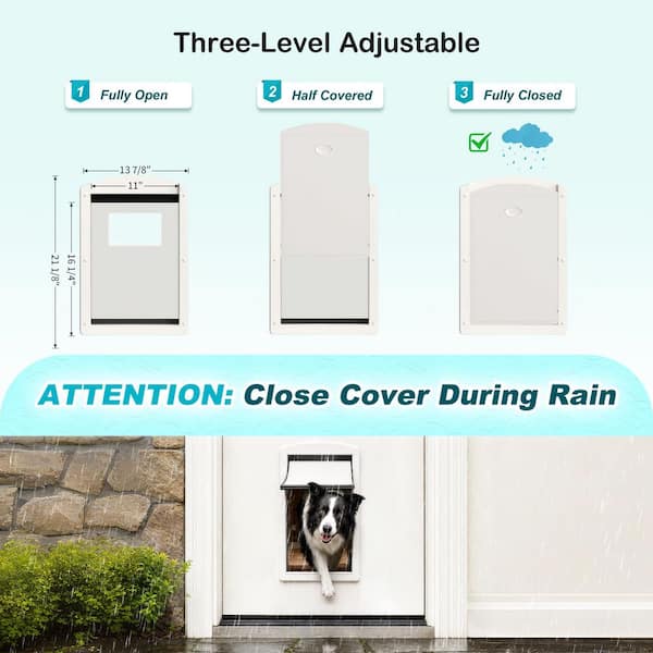 36 in. x 80 in. No Handing Half Lite Clear Glass Wood Front Door Slab with Pet Door, Electronic Deadbolt Lock, Handles