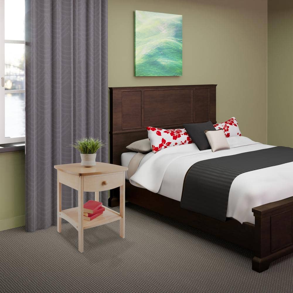Claire Natural Wood Square Nightstand with Drawer