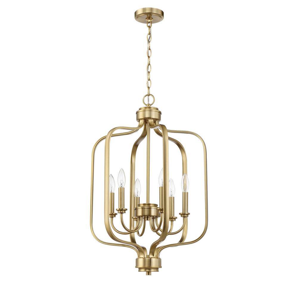 CRAFTMADE Bolden 60-Watt 6-Light Satin Brass Finish Hanging Foyer ...