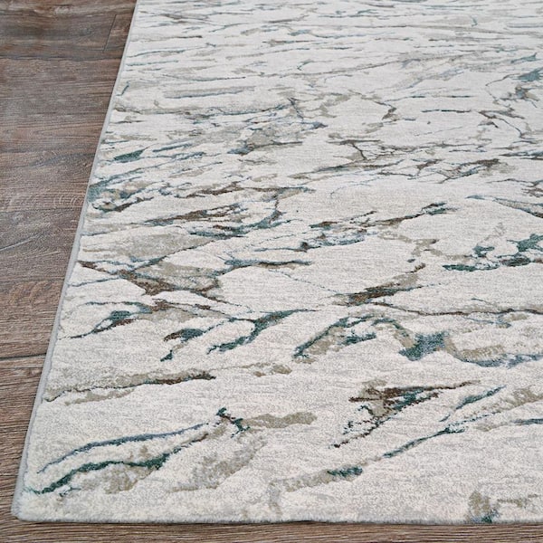 Sonnet Marbre 9 x 12 Powder Blue-Ivory Abstract Indoor Area Rug