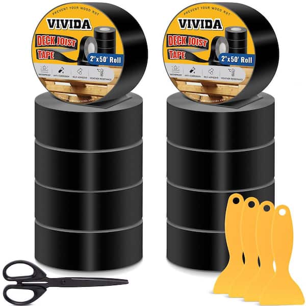 2 in. x 50 ft. Deck Joist Butyl Tape, Weather-Resistant Deck Flashing for Wood Decks Beams Roof (10-Pack)