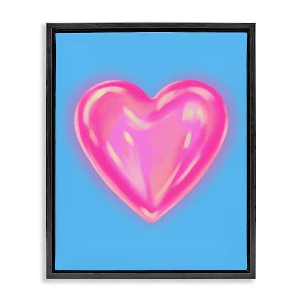 Stupell Industries Watercolor Sculptural Heart by House of Lulu Black Floater Frame Abstract Graphic Art Print 31 in. x 25 in.